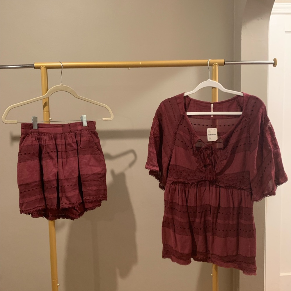 Free People Two-Piece Set in Deep Wine